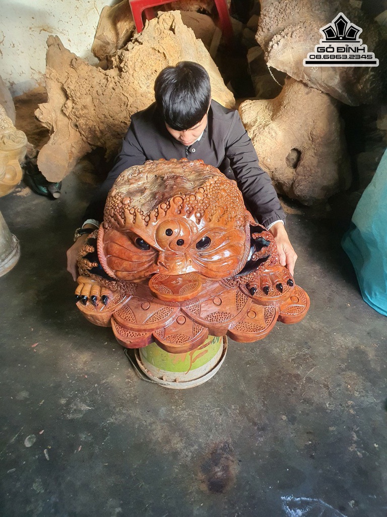 Tượng Cóc Gỗ Nu Kháo Cao 36 Ngang 70 Sâu 70 (cm) 0