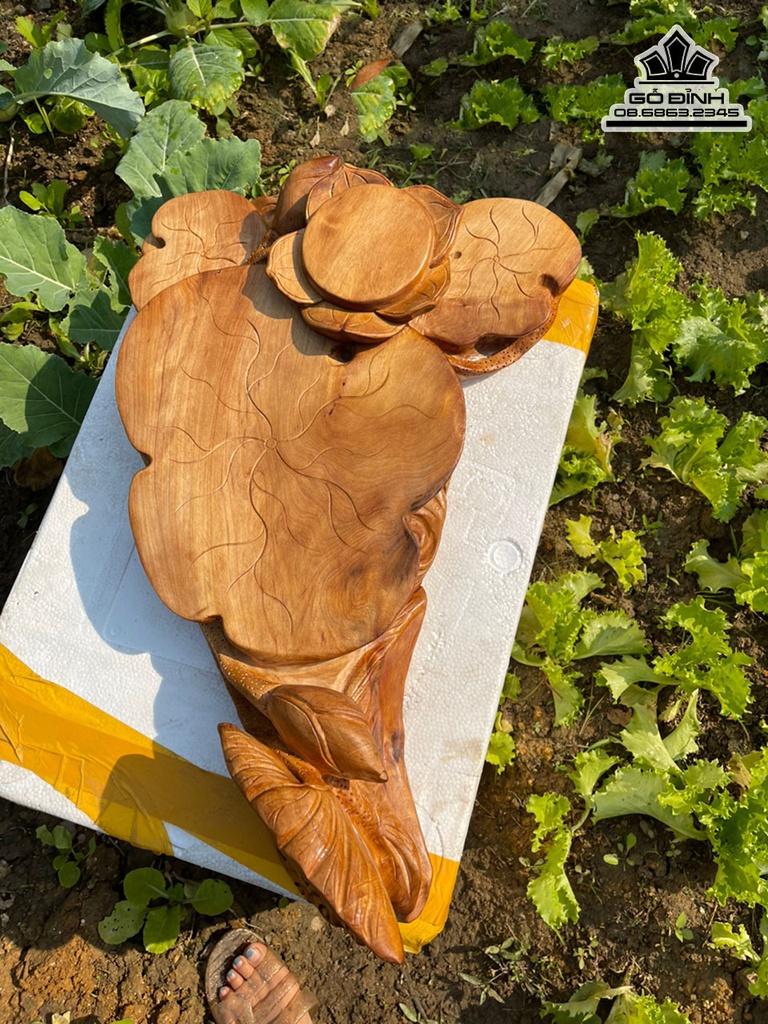 Khay Trà Sen Gỗ Ngọc Am Cao 68 Ngang 40  Sâu 16 (cm) 0