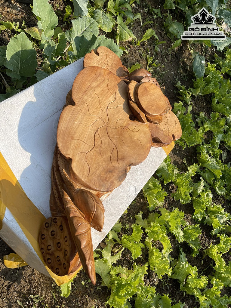 Khay Trà Sen Gỗ Ngọc Am Cao 68 Ngang 40  Sâu 16 (cm) 1