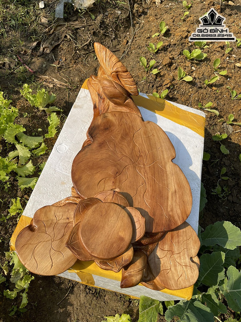 Khay Trà Sen Gỗ Ngọc Am Cao 68 Ngang 40  Sâu 16 (cm) 2