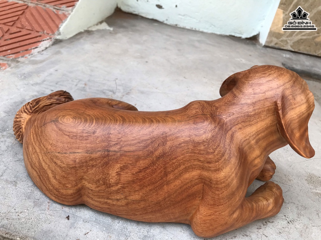 Tượng Chó Gỗ Hương Việt Cao 14 Ngang 31 Sâu 16 (cm) 2