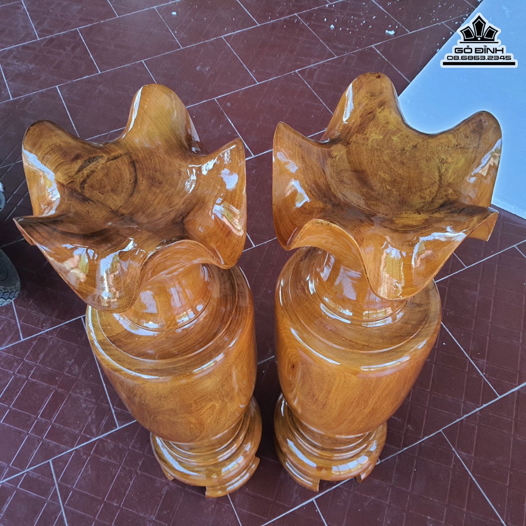 Cặp Lục Bình Gỗ Mit Cao 110 Đường Kính 30 (cm) 2