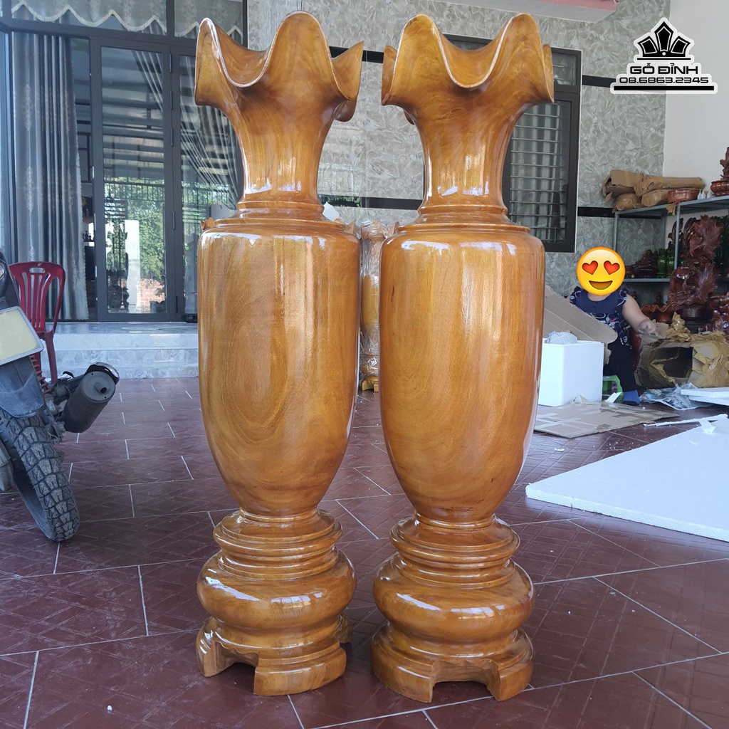 Cặp Lục Bình Gỗ Mit Cao 110 Đường Kính 30 (cm) 4