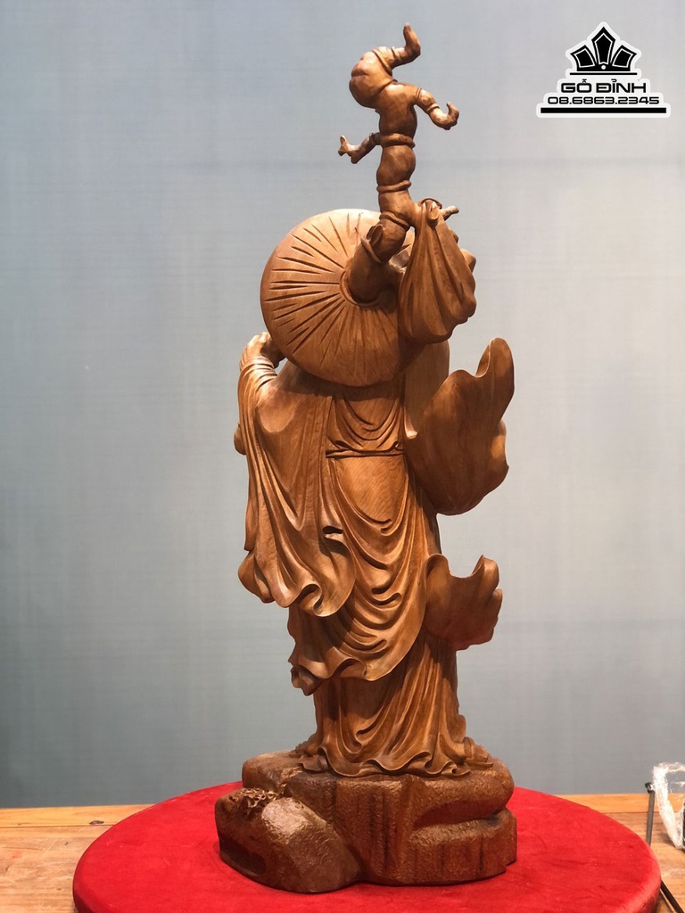 Tượng Đạt Ma Tổ Sư Giáo Hóa Gỗ Ngọc Am Cao 114 Ngang 36 Sâu 32 (cm) 1