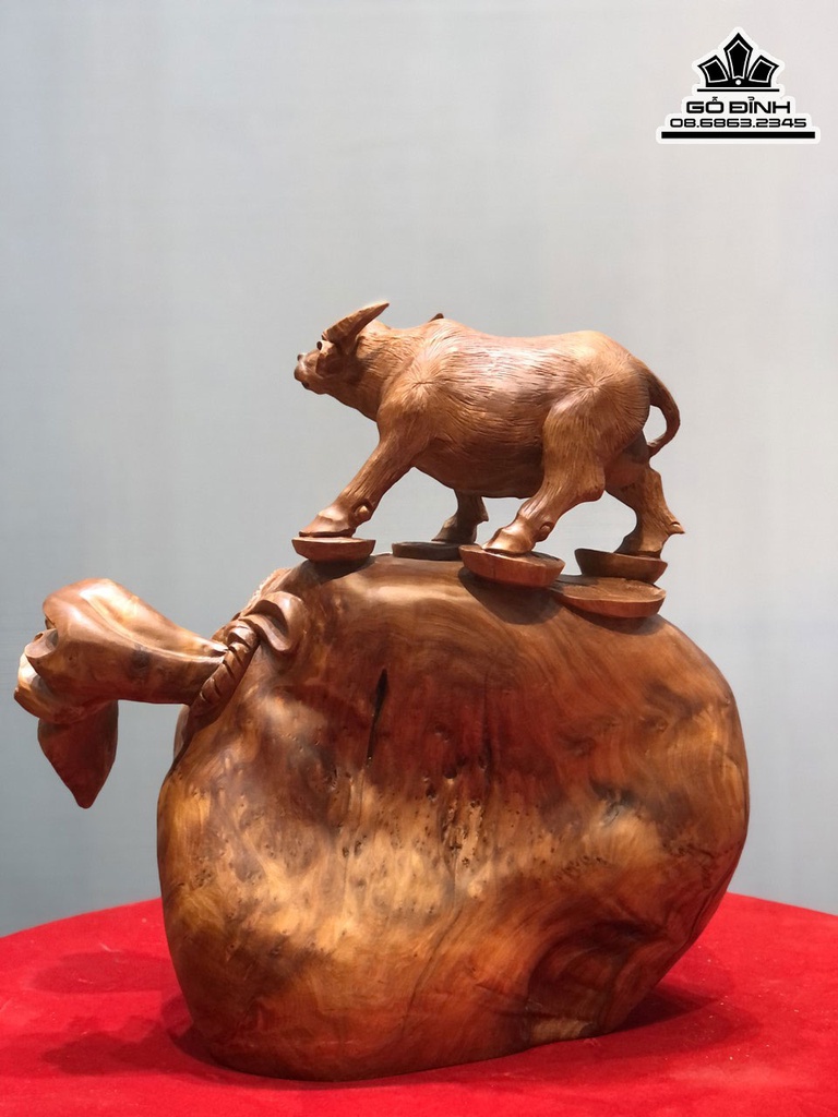 Tượng Trâu Gỗ Nu Ngọc Am Cao 43 Ngang 43 Sâu 24 (cm) 0