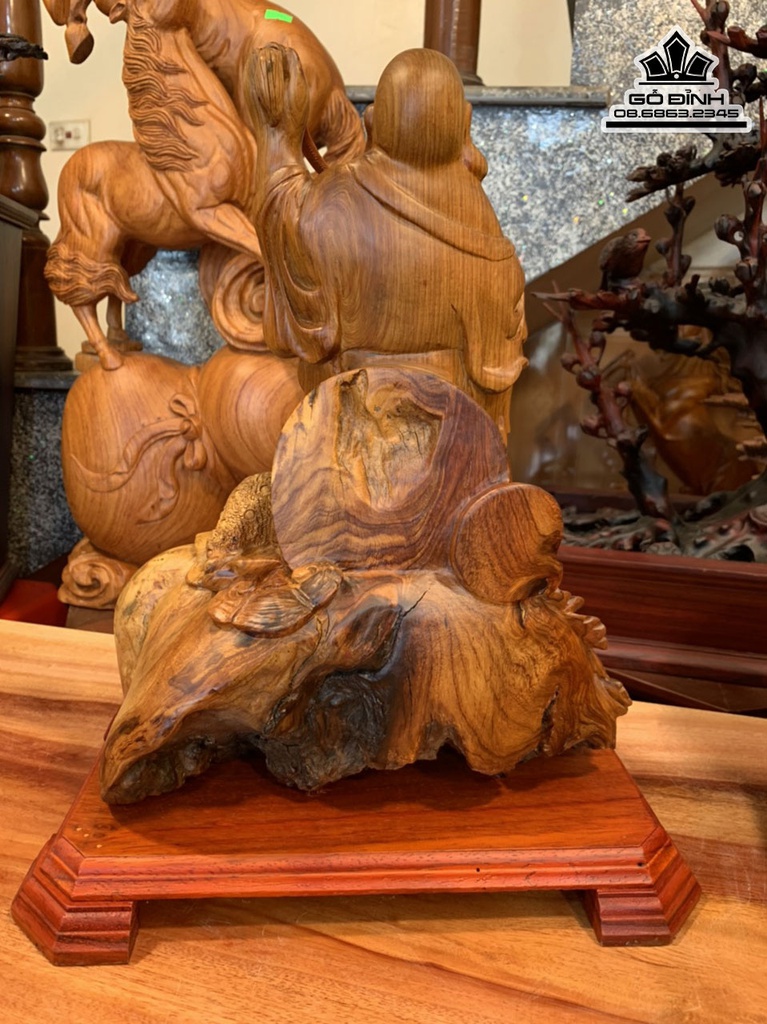 Tượng Phật Di Lặc Đứng Bao Tiền Gỗ Nu Hương Cao 36 Ngang 28 Sâu 17 (cm) 4