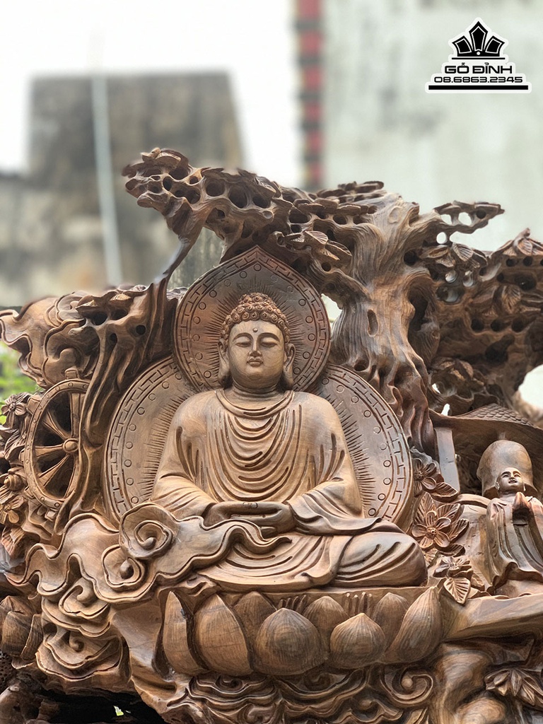 Tượng Nhất Tâm Bái Phật Gỗ Bách Xanh Cao 87 Ngang 52 Sâu 36 (cm) 0