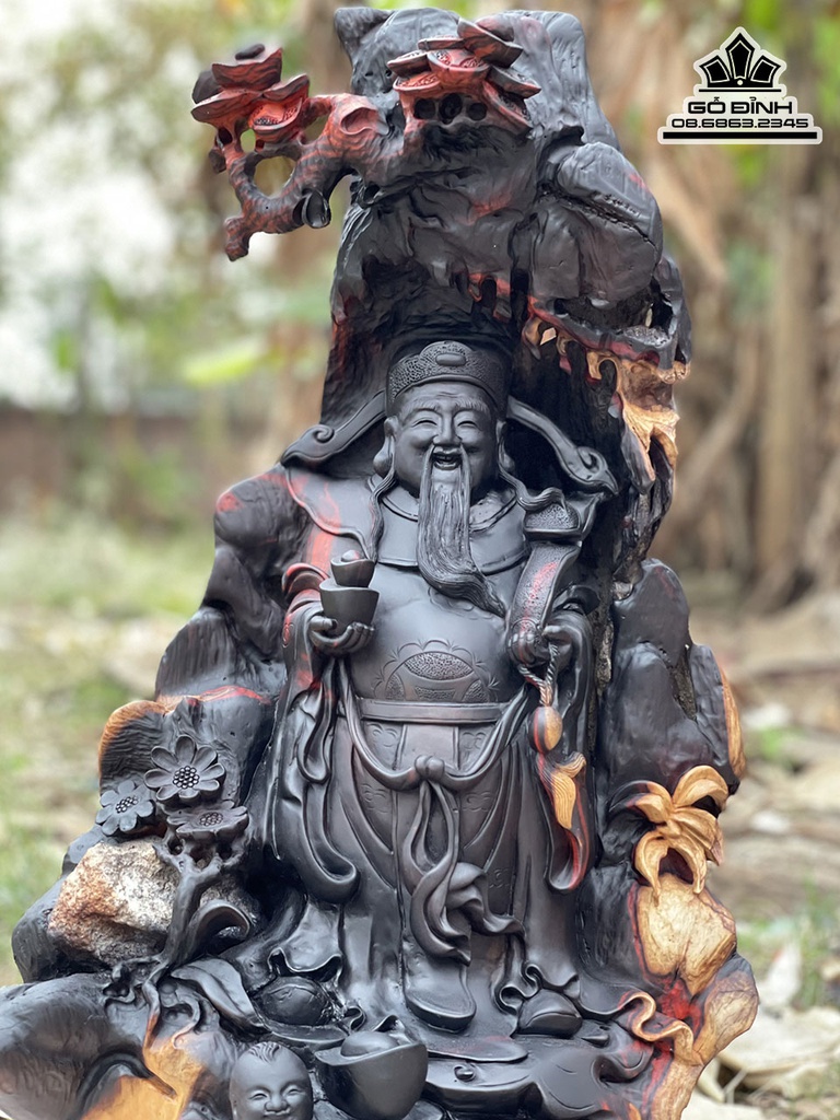 Tượng Thần Tài Gỗ Trắc Cao 55 Ngang 35 Sâu 28 (cm) 1