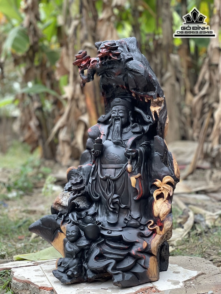 Tượng Thần Tài Gỗ Trắc Cao 55 Ngang 35 Sâu 28 (cm) 2