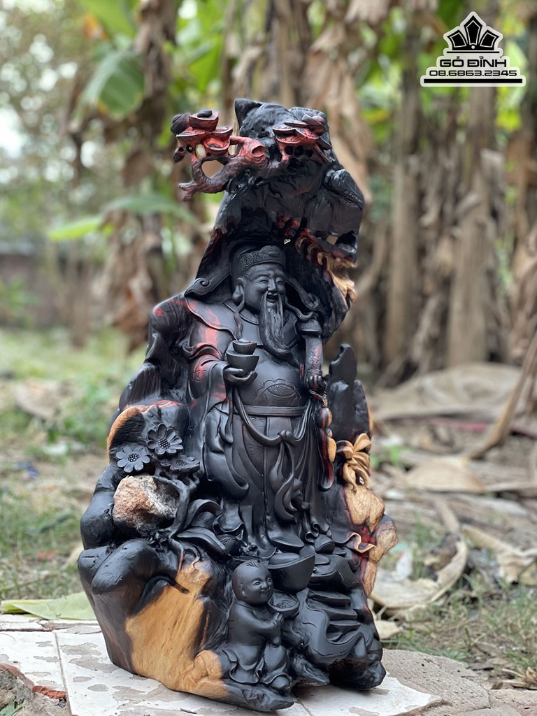 Tượng Thần Tài Gỗ Trắc Cao 55 Ngang 35 Sâu 28 (cm) 4