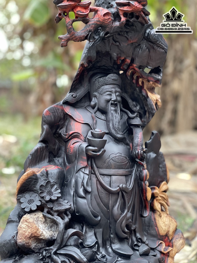 Tượng Thần Tài Gỗ Trắc Cao 55 Ngang 35 Sâu 28 (cm) 5