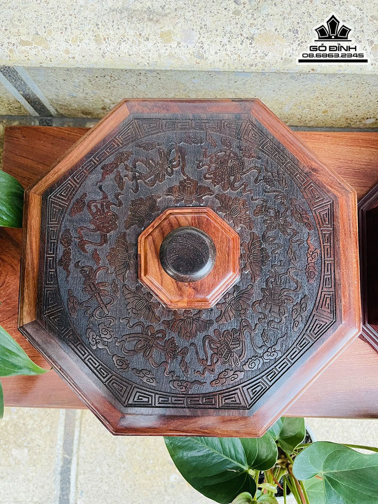 Khay Bánh Kẹo Gỗ Trắc Cao 20 Đường Kính 32 (cm) 0