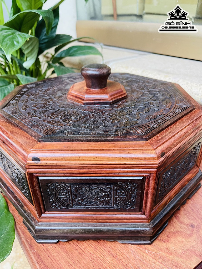 Khay Bánh Kẹo Gỗ Trắc Cao 20 Đường Kính 32 (cm) 1