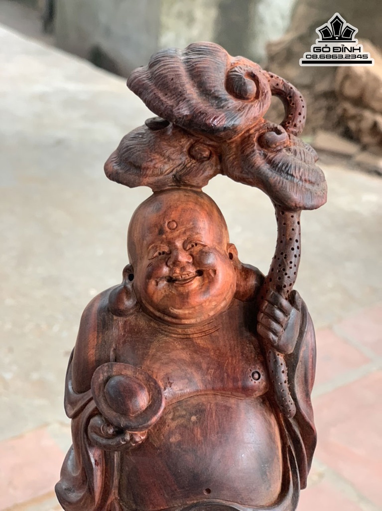 Tượng Phật Di Lặc Gỗ Trắc Cao 28 Ngang 26 Sâu 10 (cm) 2