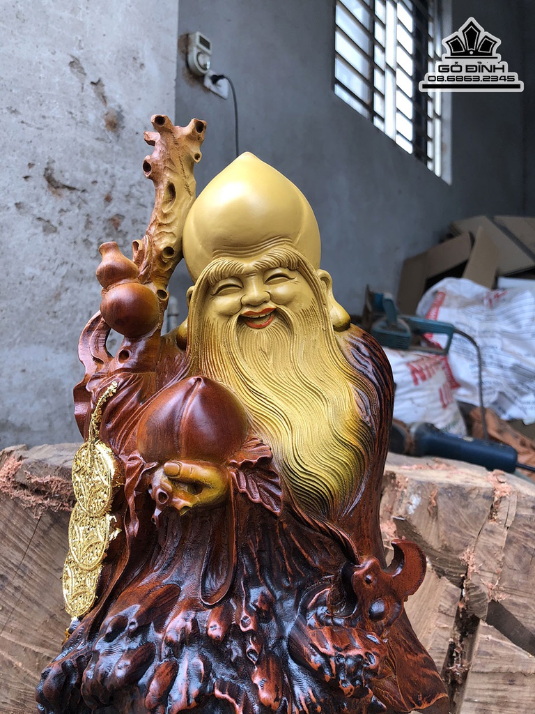 Tượng Ông Thọ Gỗ Hương Cao 52 Ngang 21 Sâu 14 (cm) 0