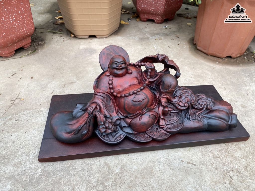 Tượng Phật Di Lặc Gỗ Trắc Cao 15 Ngang 37 Sâu 16 (cm) 0