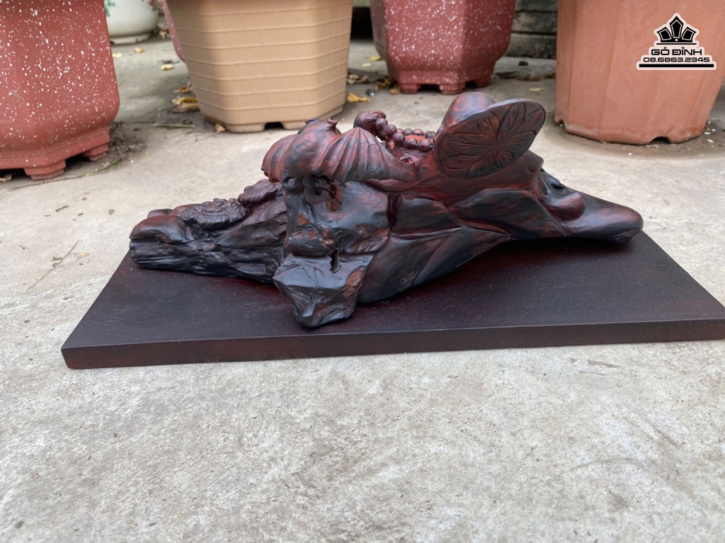 Tượng Phật Di Lặc Gỗ Trắc Cao 15 Ngang 37 Sâu 16 (cm) 3