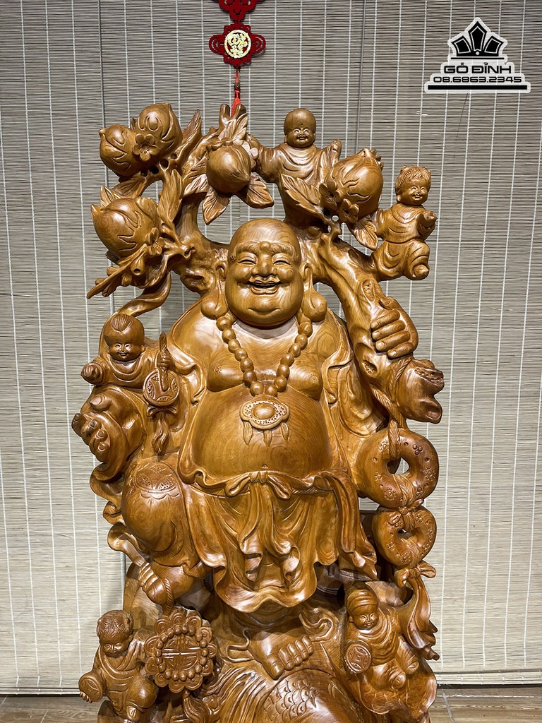 Tượng Phật Di Lặc Đứng Cá Chép Gỗ Ngọc Am Cao 100 Ngang 48 Sâu 22 (cm) 1