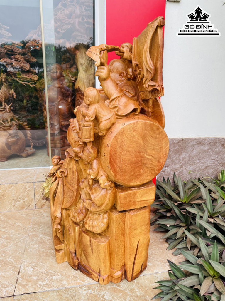 Tượng Phật Di Lặc ngồi Bao Tiền Gỗ Hương Việt Cao 88 Ngang 45 Sâu 40 (cm) 1