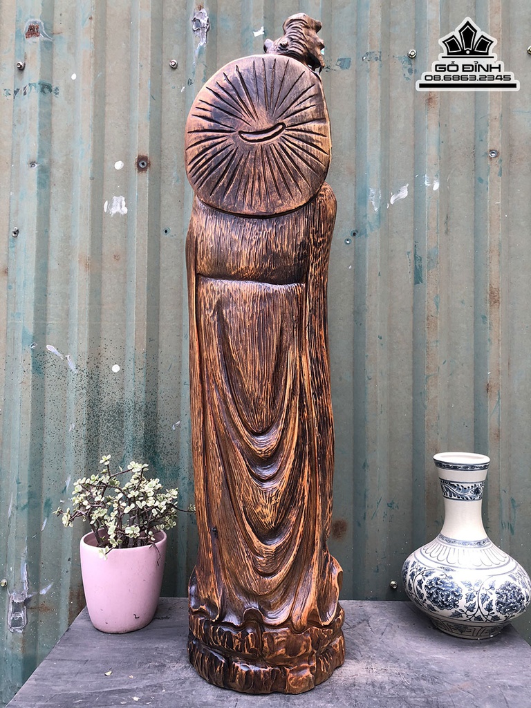 Tượng Đạt Ma Sư Tổ Gỗ Pơ Mu Cao 83 Ngang 22 Sâu 22 (cm) 2