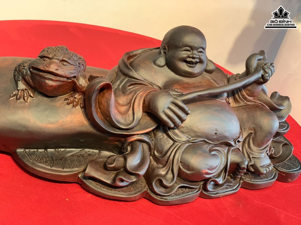 Tương Phật Di Lặc Ngồi Bao Tiền Gỗ Trâc Cao 26 Ngang 45 Sâu 22 (cm) 1