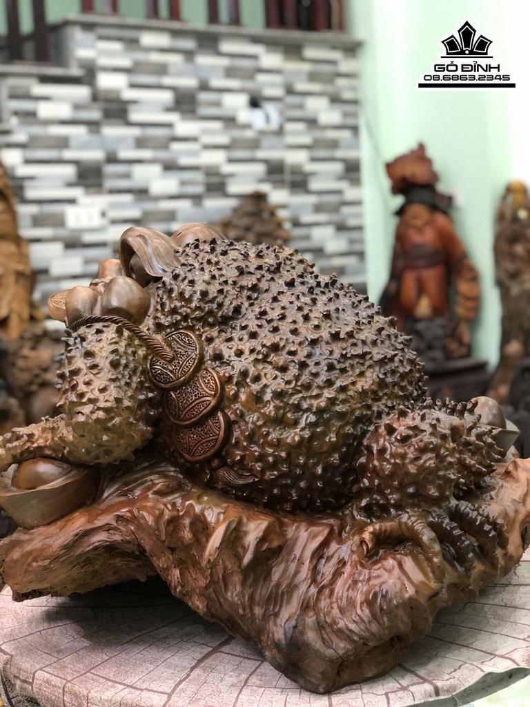 Tượng Cóc Thiềm Thừ Gỗ Bách Xanh Cao 48 Ngang 70 Sâu 70 (cm) 3