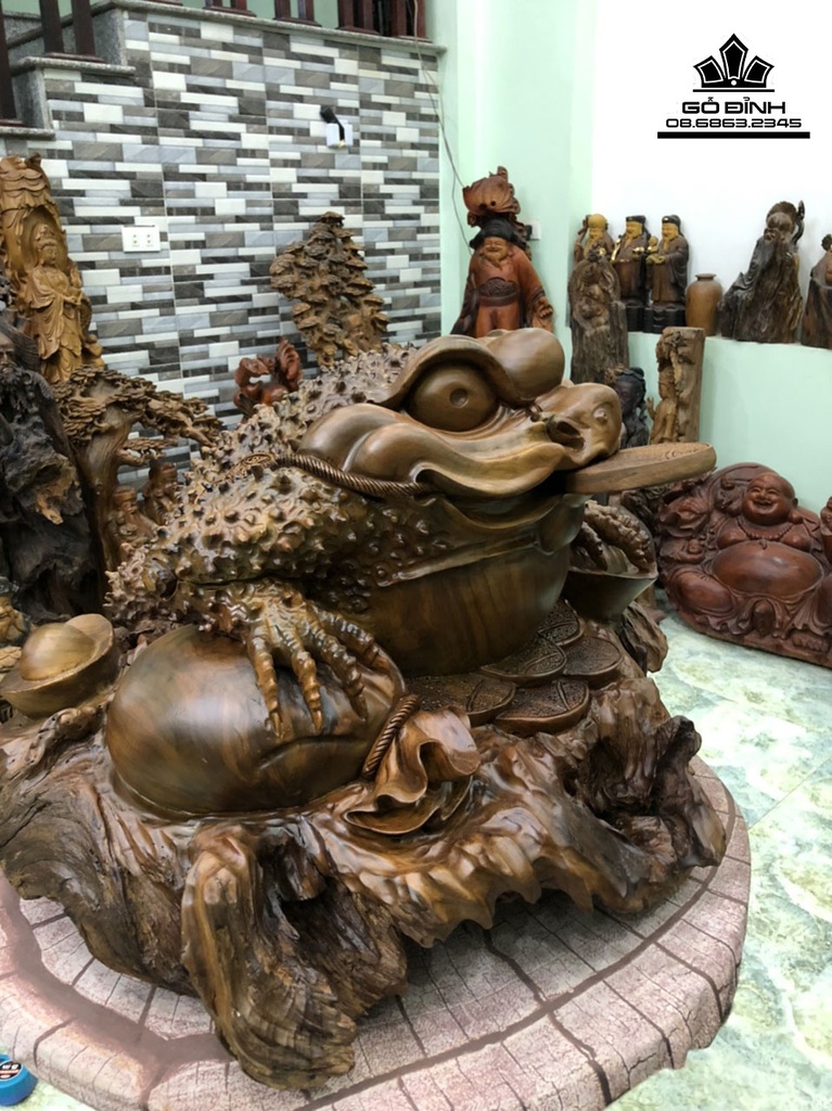 Tượng Cóc Thiềm Thừ Gỗ Bách Xanh Cao 48 Ngang 70 Sâu 70 (cm) 5