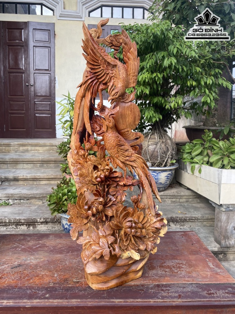 Tượng Phu Thê Viên Mãn Gỗ Hương Việt Cao 81 Ngang 33 Sâu 20 (cm) 1