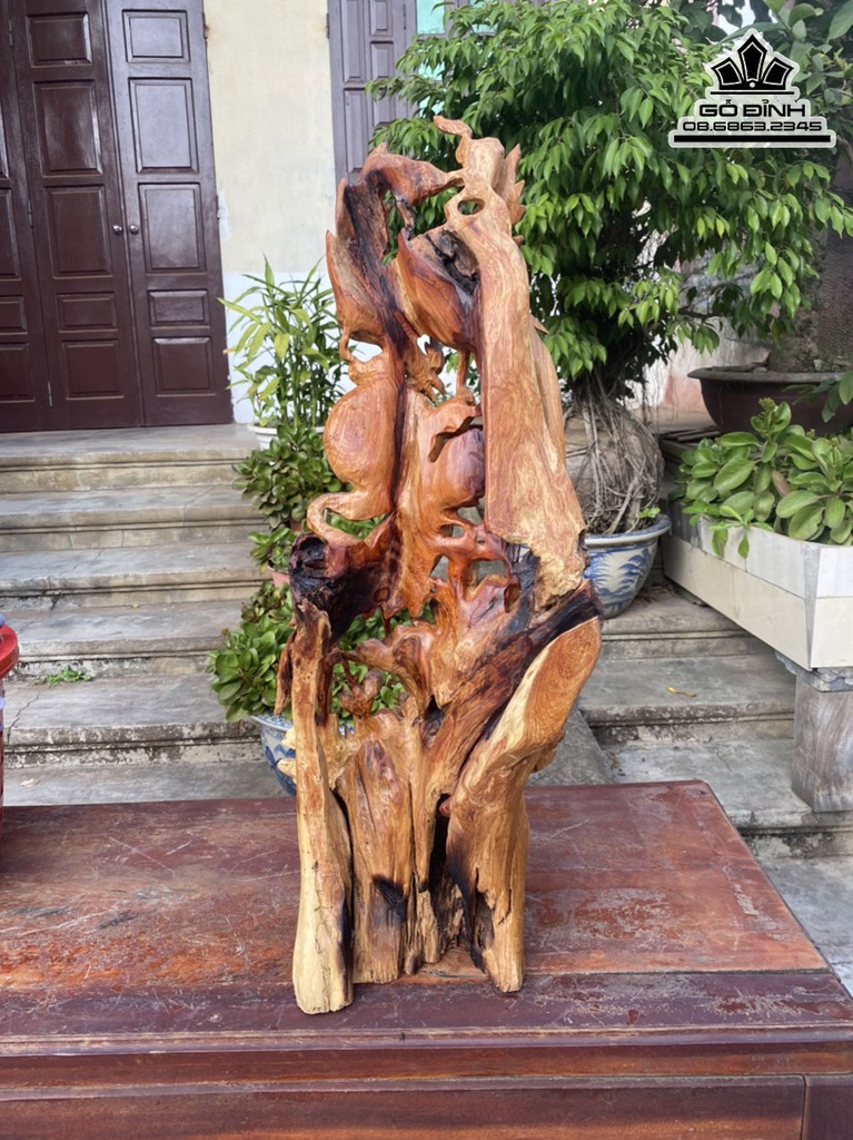 Tượng Phu Thê Viên Mãn Gỗ Hương Việt Cao 81 Ngang 33 Sâu 20 (cm) 2