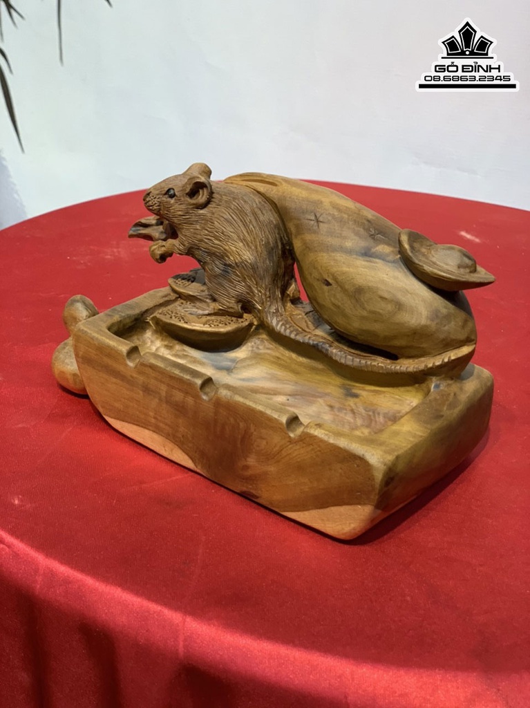 Gạt Tàn Thuốc Chuột Kéo Bao Tiền Gỗ Bách Xanh Cao 11 Ngang 22 Sâu 11 (cm) 0