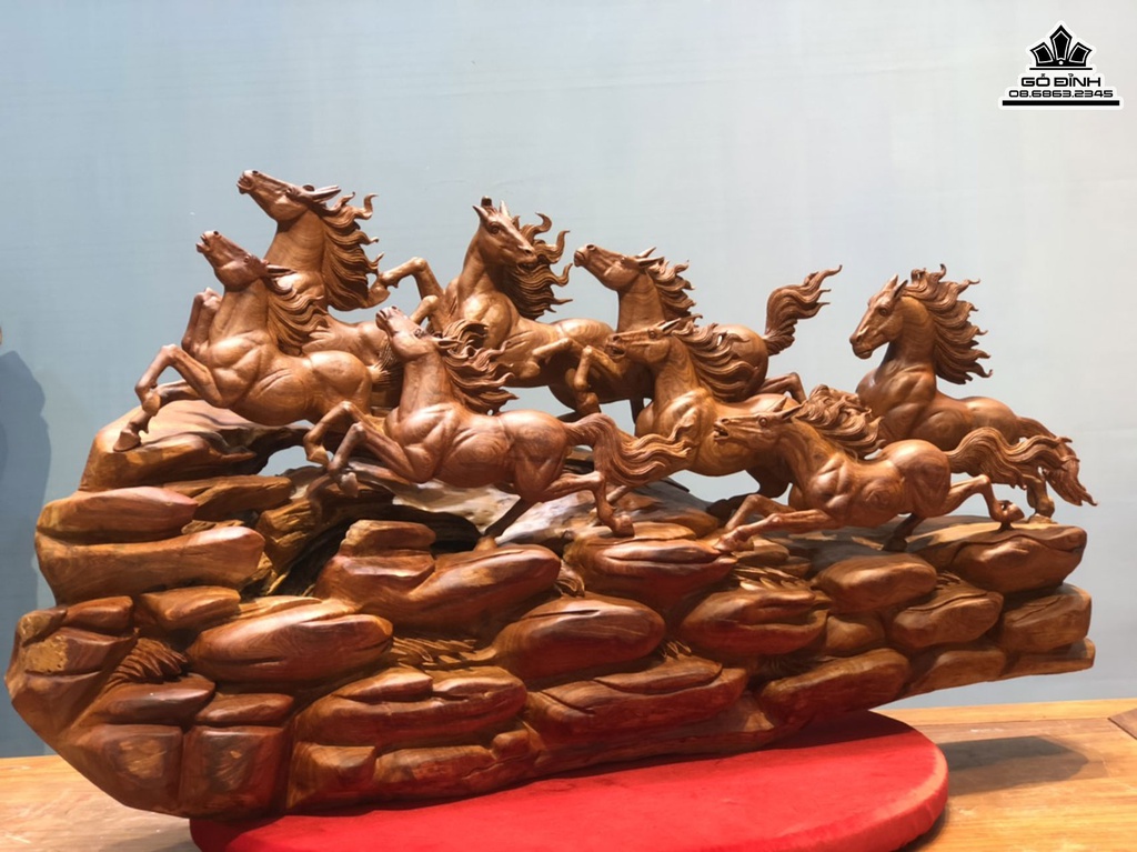 Tương Ngựa Phong Thủy (Bát Mã) Gỗ Hương Việt Cao 62 Ngang 112 Sâu 32 (cm) 4
