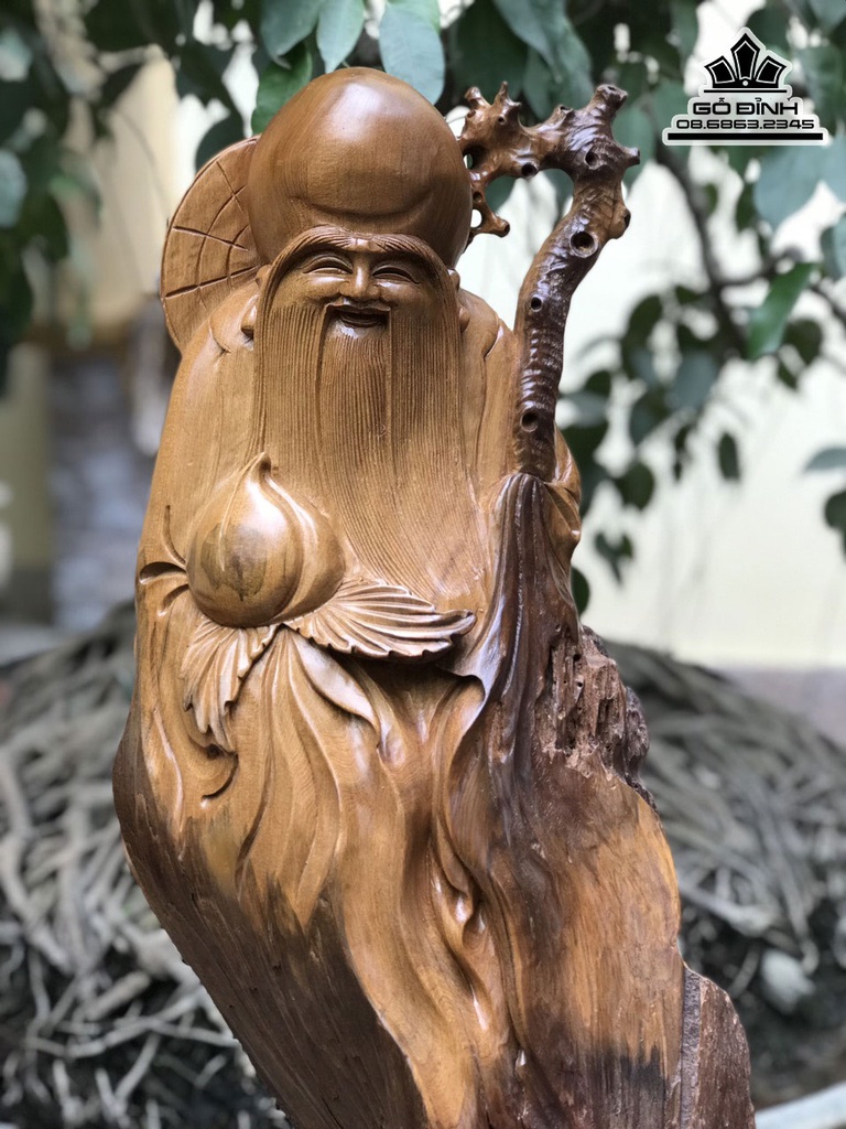 Tượng Ông Thọ Gỗ Lũa Bách Xanh Cao 64 Ngang 28 Sâu 22 (cm) 0