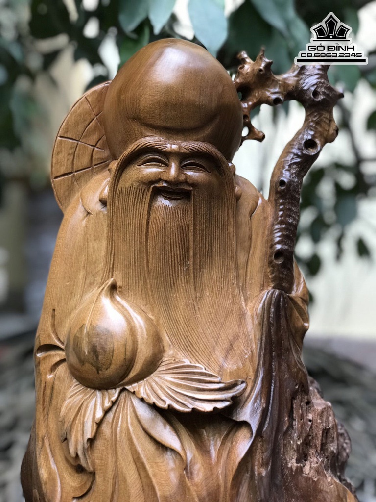 Tượng Ông Thọ Gỗ Lũa Bách Xanh Cao 64 Ngang 28 Sâu 22 (cm) 1