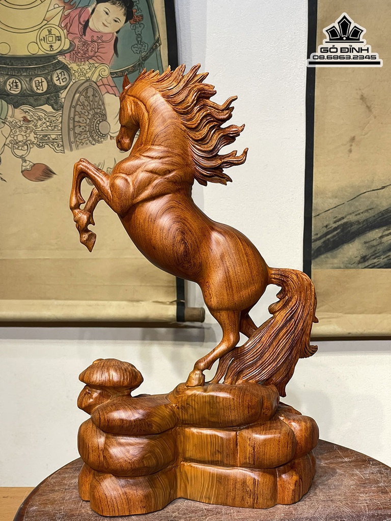 Tương Ngựa Phong Thủy (Nhất Mã) Gỗ Hương Cao 50 Ngang 29 Sâu 15 (cm) 2