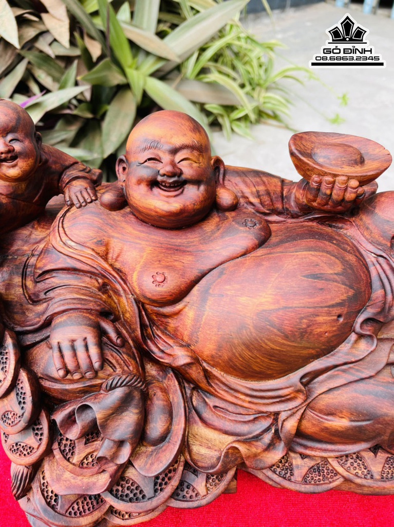 Tượng Phật Di Lặc Gỗ Sưa Cao 16 Ngang 36 Sâu 18 (cm) 0