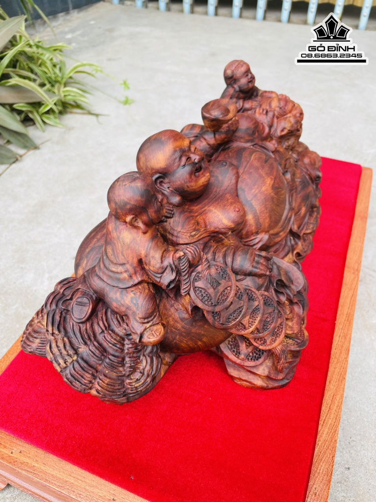 Tượng Phật Di Lặc Gỗ Sưa Cao 16 Ngang 36 Sâu 18 (cm) 2