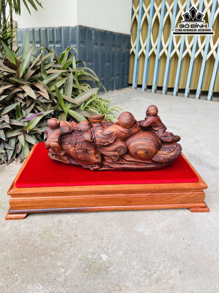 Tượng Phật Di Lặc Gỗ Sưa Cao 16 Ngang 36 Sâu 18 (cm) 3
