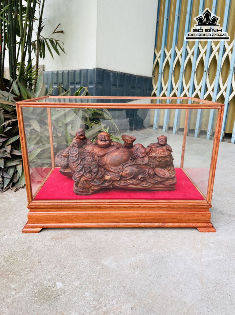 Tượng Phật Di Lặc Gỗ Sưa Cao 16 Ngang 36 Sâu 18 (cm) 4