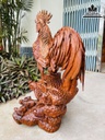 Tượng Gia Đình Gà Gỗ Hương Việt Cao 75 Ngang 50 Sâu 42 (cm) 1