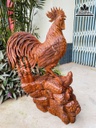 Tượng Gia Đình Gà Gỗ Hương Việt Cao 75 Ngang 50 Sâu 42 (cm) 2