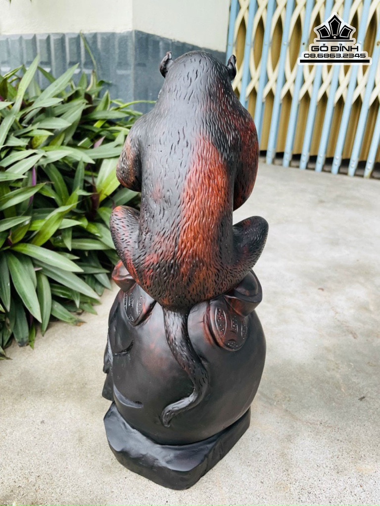 Tương Khỉ Ôm Đào Gỗ Trắc Cao 39 Ngang 17 Sâu 15 (cm) 0