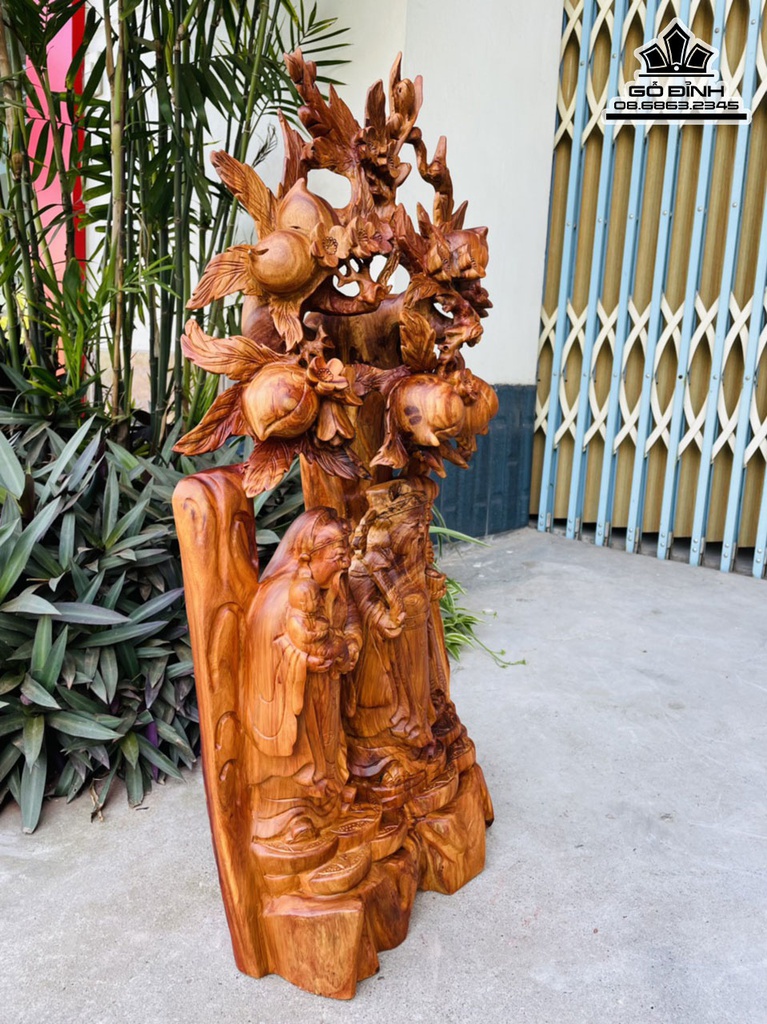 Tượng Phúc Lộc Thọ (Tam Đa) Gỗ Hương Việt Cao 81 Ngang 42 Sâu 22 (cm) 0