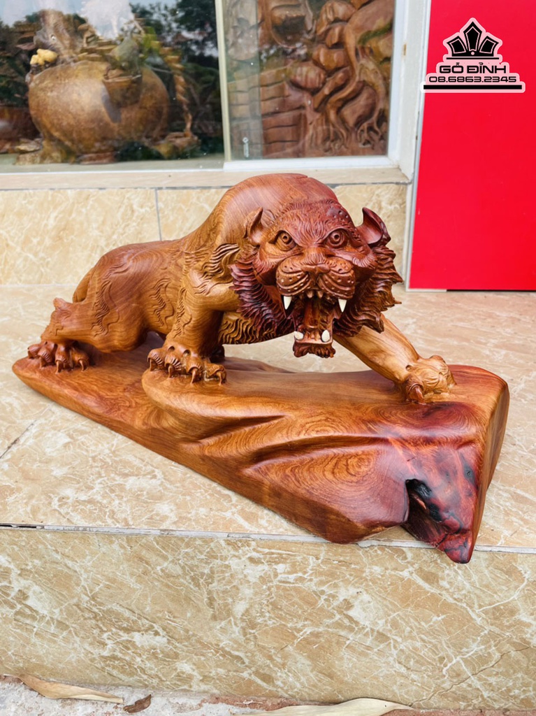 Tượng Hổ Gỗ Hương Việt Cao 24 Ngang 50 Sâu 20 (cm) 0