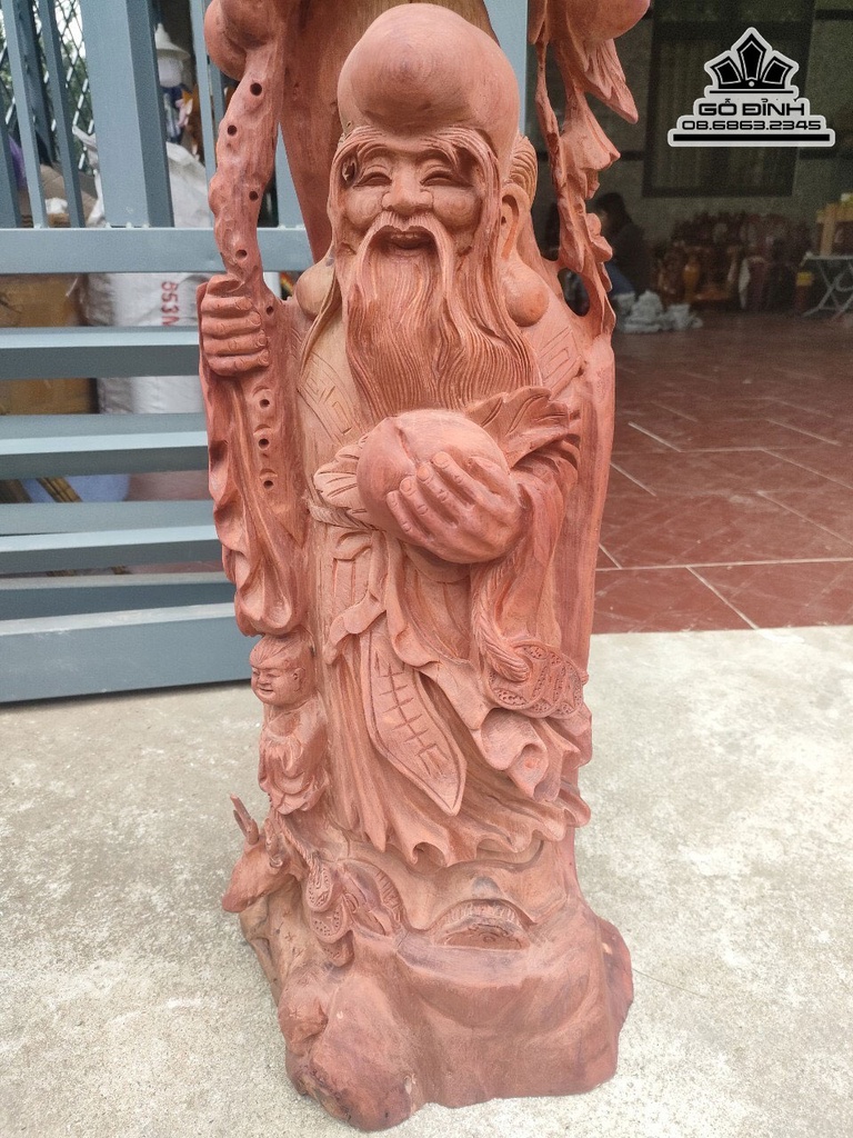 Tượng Ông Thọ Gỗ Hương Cao 81 Ngang 23 Sâu 21 (cm) 0