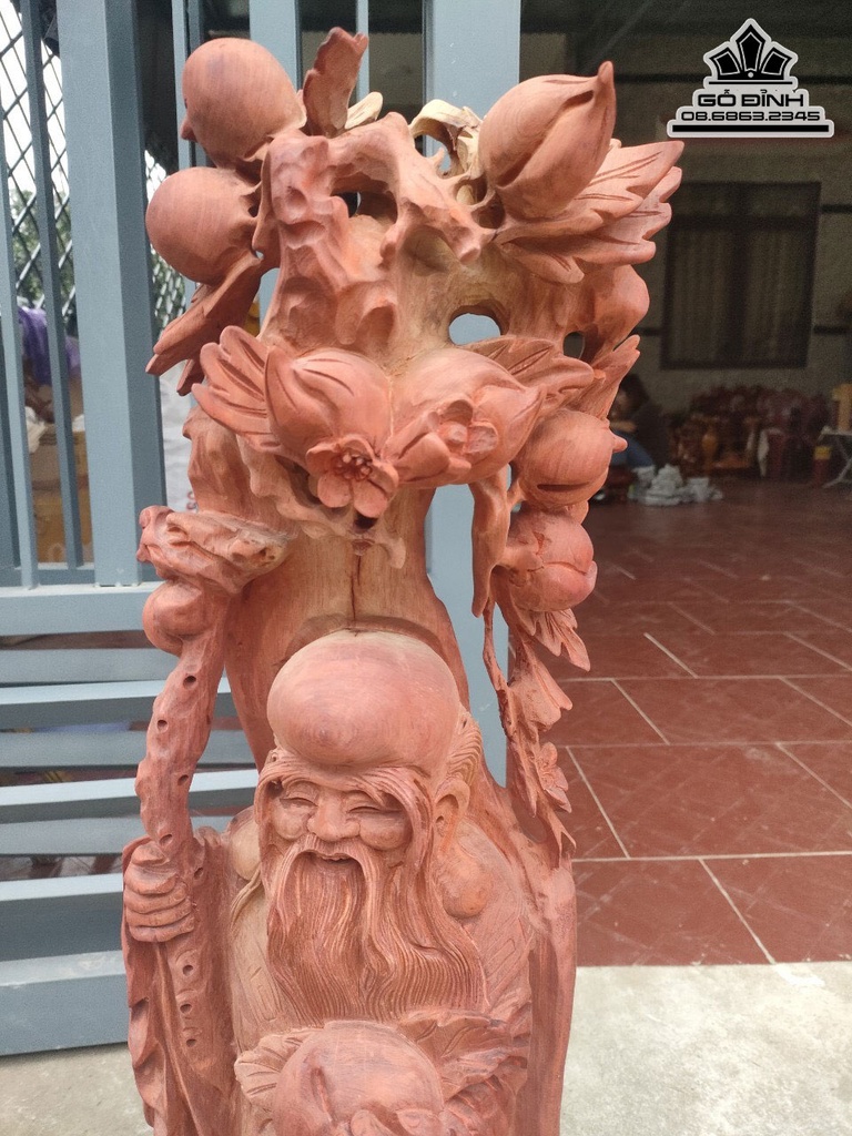 Tượng Ông Thọ Gỗ Hương Cao 81 Ngang 23 Sâu 21 (cm) 2