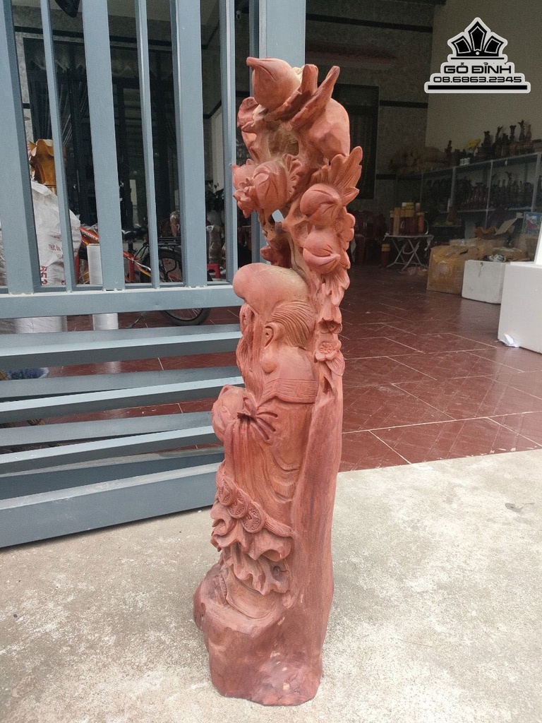 Tượng Ông Thọ Gỗ Hương Cao 81 Ngang 23 Sâu 21 (cm) 3