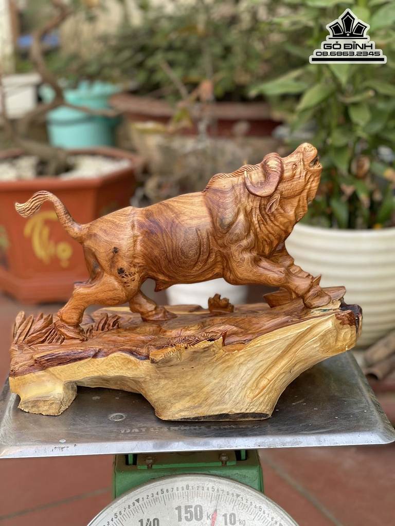 Tượng Bò Tót Gỗ Hương Việt Cao 29 Ngang 42 Sâu 25 (cm) 2