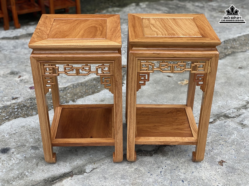 Cặp Đôn Vuông Gỗ Gõ Đỏ Cao 60 Vuông 30 (cm) 1