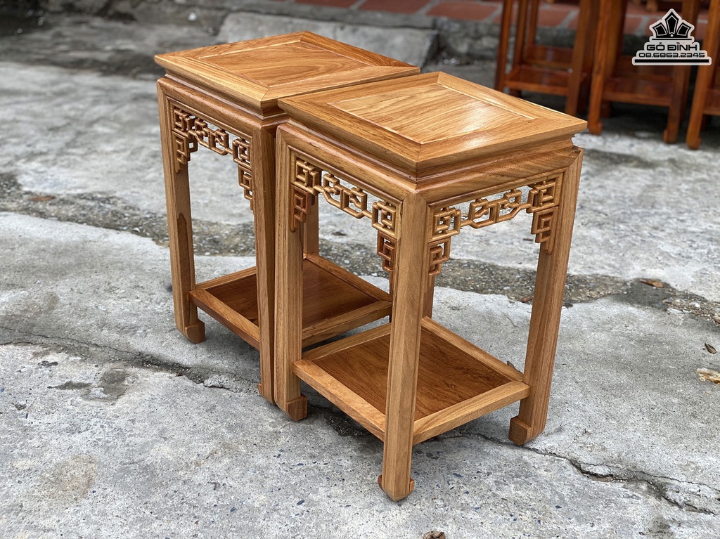 Cặp Đôn Vuông Gỗ Gõ Đỏ Cao 60 Vuông 30 (cm)2