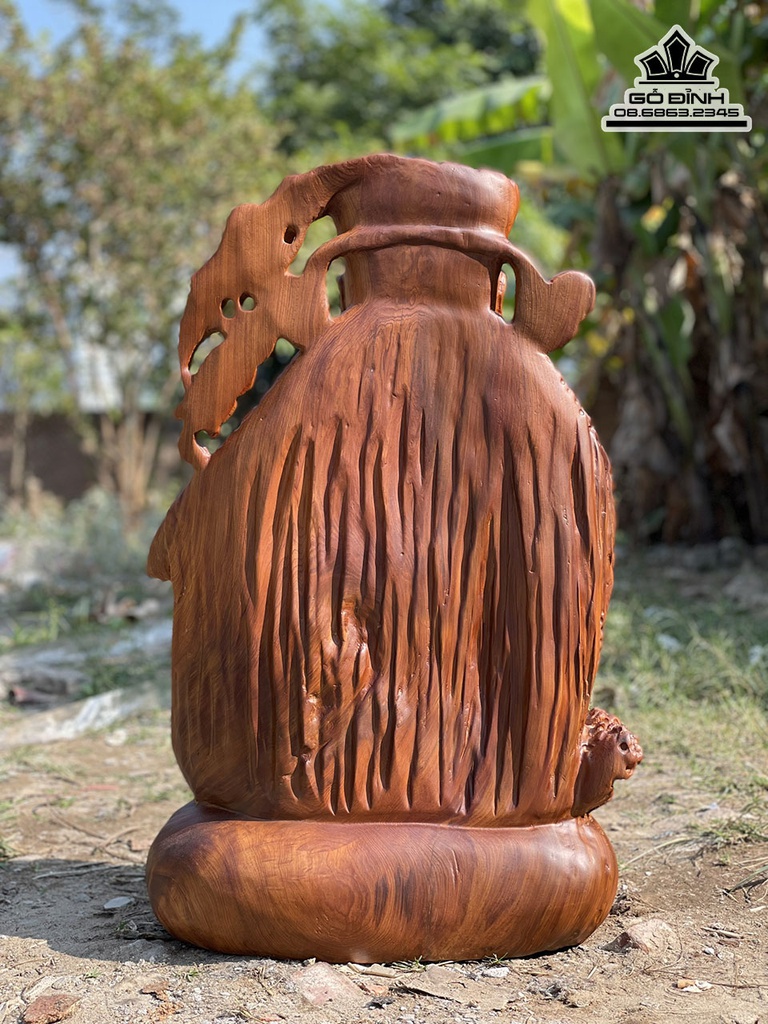 Tượng Thần Tài Gỗ Ngọc Am Cao 67 Ngang 40 Sâu 22 (cm)5